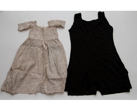 A childrens Vyella dress,  a beige patterned fine wool 1920s and an Edwardian cream wool dress with bow trimmongs, a ladies f