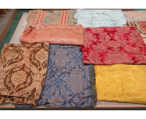 A good quantity of 18th, 19th and early 20th Century silks, woven textiles, velvets and jacquards and a Chinese silk velvet p
