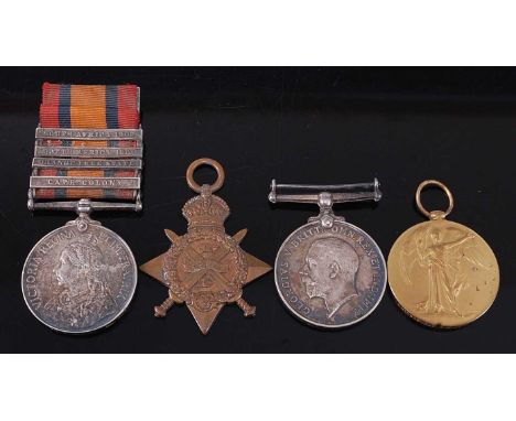 A Boer/Great War group of four medals, to include Queen's South Africa (1899-1902) 3rd type reverse with S.A. 1901, 1902, Ora