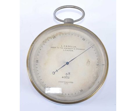 A brass cased military barometer, the silvered dial signed L. Casella, Maker to the Admiralty &amp; Ordnance, London, with br