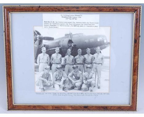 A black and white photographic print showing the crew of Frenesi I, 19.5 x 21.5cm, together with a Ryan Dorling lithograph pr