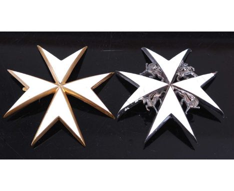 The Most Venerable Order of St John breast star, the Maltese cross in gilt and white enamel, 74 x 74mm, together with a simil
