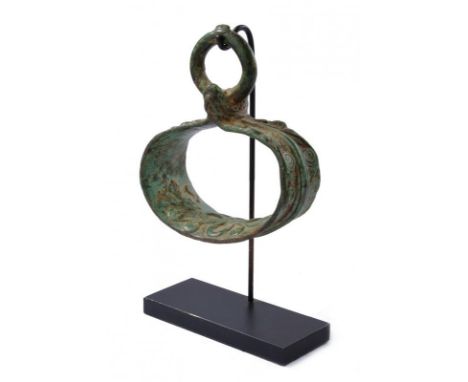 dating: 13th - 14th Century provenance: Cambodia, Of oval shape, with slightly convex tread, decorated with floral and geomet
