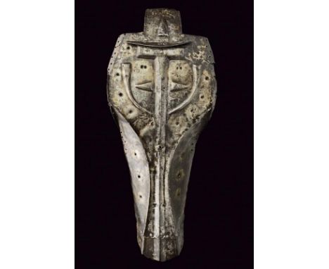 dating: 16th-18th Century provenance: Turkey, In iron, enlarged upper part, embossed with a 'T' among triangles and semi-circ