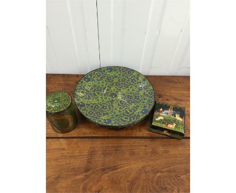 Paper mache, including hand painted Kashmiri tea caddy