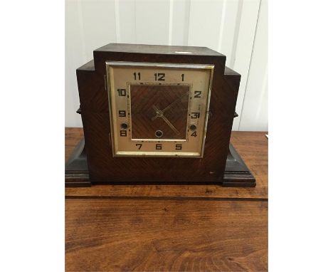 Oak Art Deco mantle clock - not tested