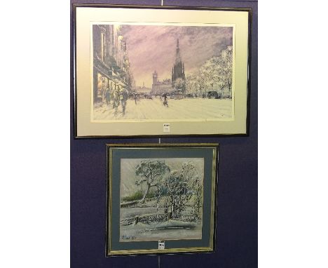 R Oliver (20th Century)'Scots Pine & Winter Hedgerow, Berwickshire'Mixed media, signed and dated 1984, 30 x 30cm, together wi