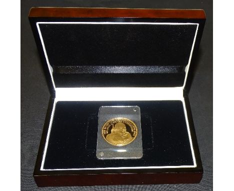 A Winston Churchill 'Our Finest Hour' five sovereign gold coin from the London Mint Office, Issuing country Gibraltar, 22ct g