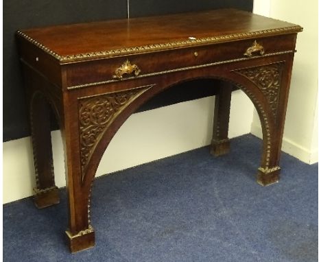 A Chippendale style mahogany side table circa 19th century, the rectangular top with moulded decoration above pull out drawer