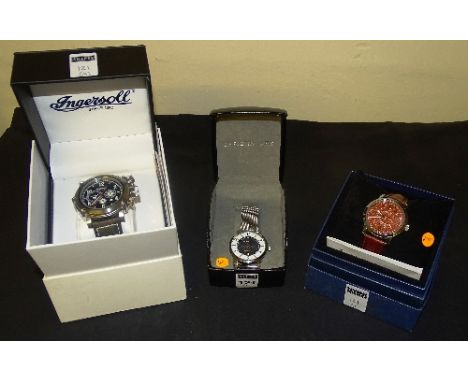 A Christini Lars gentleman's wristwatch, the white enamel chapter ring with Arabic numerals and blue enamel centre with date 