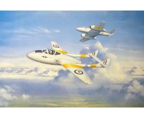 K Barlow (20th Century)'Vintage Break'Limited edition signed print 12/50 and 90/500, displaying planes Meteor and Vampire whi