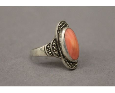 A silver dress ring.  Ring size R.