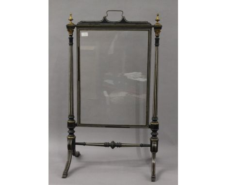 A Victorian ormolu mounted ivory inlaid fire screen. 56 cm wide.