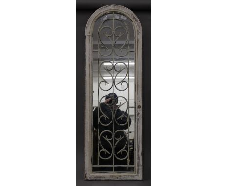 A white painted arch mirror. 123.5 cm high.
