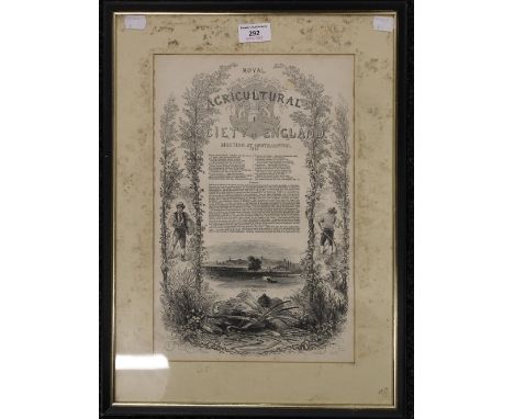A 19th century Royal Agricultural Society of England print, framed and glazed. 23.5 x 36 cm.