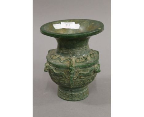 A Chinese jade vase. 19 cm high.