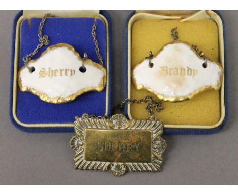 Three various decanter labels