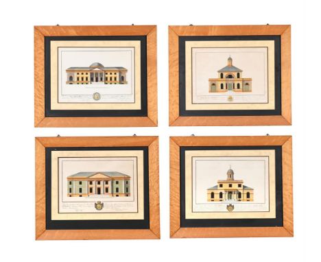 AFTER J.G. SCHWENDER (GERMAN 18/19TH CENTURY) FOUR ARCHITECTURAL VIEWS Engraving  Variously signed (lower right) Each 27 x 38