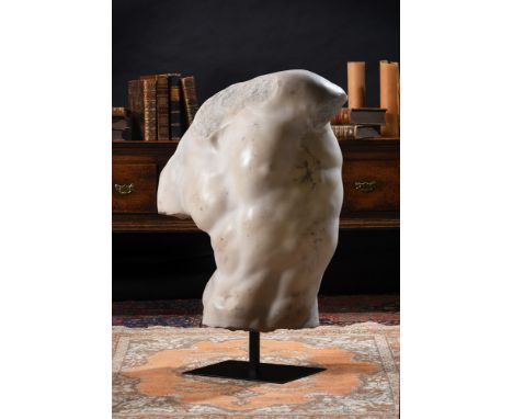 AFTER THE ANTIQUE, A FIBREGLASS MODEL OF THE GADDI TORSO  MODERN Modelled to simulate sculpted white marble, truncated by des