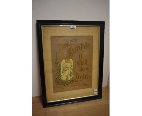 20th Century School, needlework embroidery, An Edwardian religious tapestry - 'At Eventide it shall be light', signed 'B.Tayl