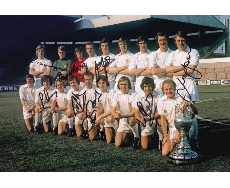 Autographed Leeds United 1974 12 X 8 Photo: Col, Depicting The 1973/74 First Division Champions Leeds United Posing With Thei