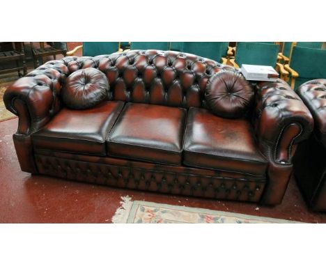 Good quality 3 seater button back leather sofa bed with cushions