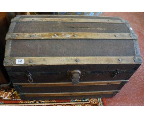 Dome top canvas and wooden framed travelling trunk