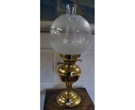 Brass paraffin lamp with shade
