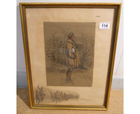 Original pencil/charcoal drawing - 'Good Hunting Old Sportsman' - The Gunner