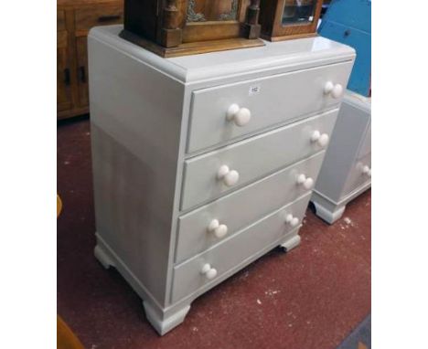 Painted pine chest of 4 drawers on bracket feet