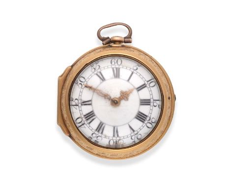 A Gold Pair Cased Pocket Watch, signed Thos Gilpin, London, circa 1750, gilt fusee movement signed, now converted to an Engli