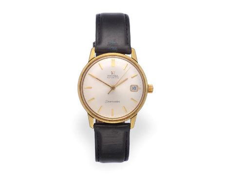A Gold Plated and Stainless Steel Automatic Calendar Centre Seconds Wristwatch, signed Omega, model: Seamaster, ref: 166.002,