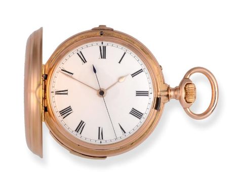 An 18 Carat Gold Quarter Repeater Independent Centre Seconds Full Hunter Keyless Pocket Watch, circa 1890, two train lever mo