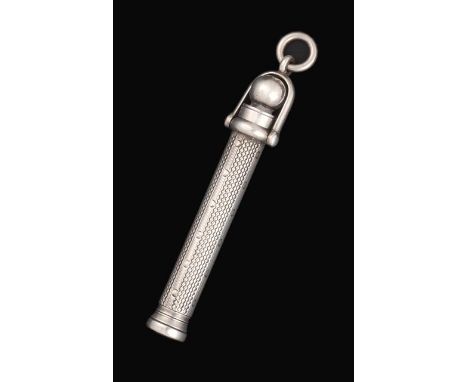 A George V Silver Trick Pencil, by Sampson Mordan and Co., Circa 1910, cylindrical, the pen telescopes into the engine turned