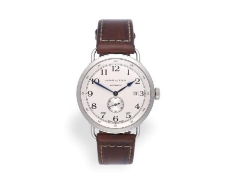 A Stainless Steel Automatic Calendar Wristwatch, signed Hamilton, model: Navy Pioneer, ref: H784650, 2014, (calibre 2895-2) l