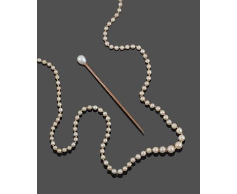 A Cultured Pearl Necklace, the one hundred and fifty eight graduated cultured pearls knotted to a white barrel clasp, length 