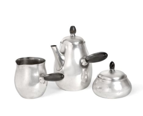 A Three-Piece Danish Silver Coffee-Service, by Georg Jensen, Copenhagen, With English Import Marks for London, 1927 and 1931,