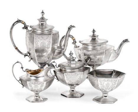 A Five Piece American Tea and Coffee-Service, by Shreve, Crump and Low Co., Boston, Late 19th/Early 20th Century, each piece 