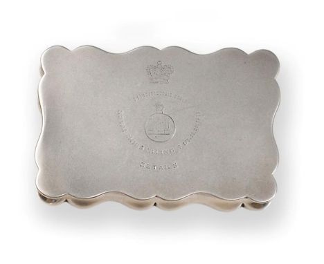 An Edward VII Silver Regimental Snuff-Box, by Deakin and Francis, Birmingham, 1902, shaped oblong, the hinged cover engraved 