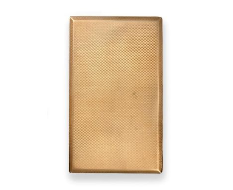 A George V Gold Cigarette-Case, Probably by B. H. Britton and Sons, Birmingham, 1935, 9ct, oblong, the base and sliding cover
