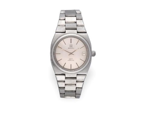A Stainless Steel Automatic Calendar Centre Seconds Wristwatch, signed Zenith, model: Defy, circa 1975, (calibre 2572PC) leve
