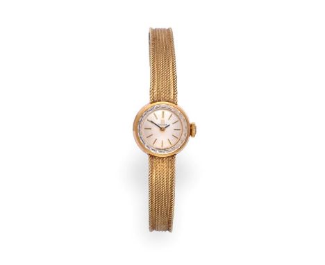 A Lady's 18 Carat Gold Wristwatch, signed Tissot, circa 1967, lever movement signed and numbered 8662091, silvered dial with 