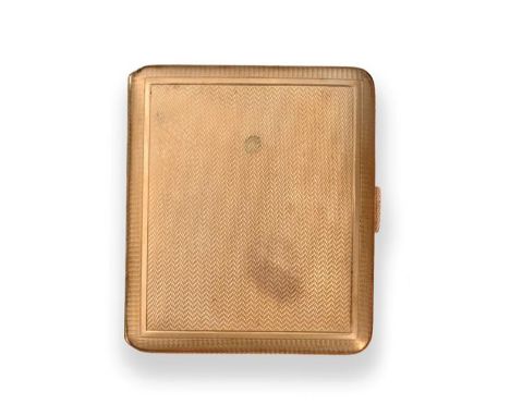 A George V Gold Cigarette-Case, Marks Indistinct, Possibly 1929, Retailed by Mappin and Webb, Probably 9ct, oblong and with e