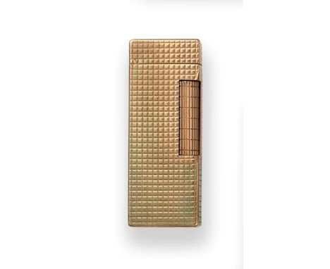 An Elizabeth II Gold Cigarette-Lighter, by Alfred Dunhill and Sons, London, 1967, 9ct, oblong and with overall chequerboard p