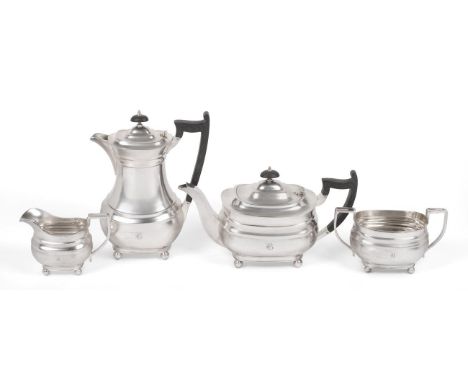 A Four-Piece George VI Silver Tea-Service, by James Dixon and Sons, Sheffield, 1938, each piece baluster and on four ball fee