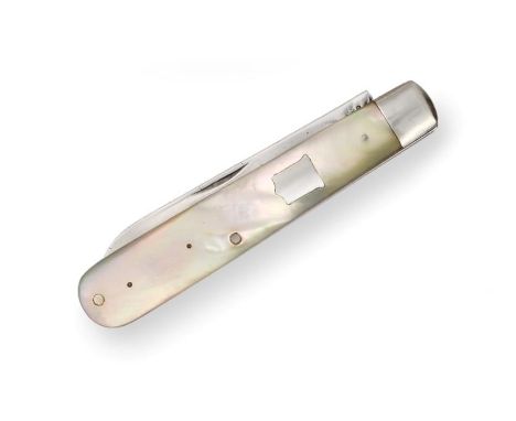 A Victorian Silver and Mother-of-Pearl Travelling Knife and Fork, by Sampson Mordan and Co., London, 1897, J. Clarkson Patent
