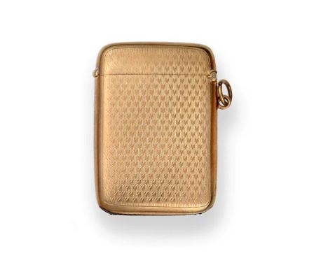 A George V Gold Vesta-Case, by S. Blanckensee and Son Ltd., Birmingham, 1921, 9ct, oblong and with engine-turned decoration, 