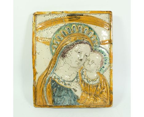 A late 17th/early 18th Century majolica tile, Madonna and Child, Savona  