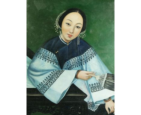 Chinese School, Portrait of a Woman, oil on board, 59cm x 45cm, framed