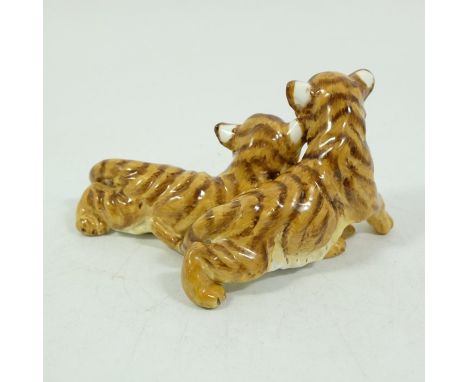 A Royal Worcester Zoo Babies figure of two tiger cubs, black mark, 3318, 16cm long